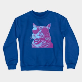 Cat wearing sunglasses and bow tie Crewneck Sweatshirt